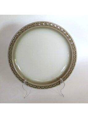 Syracuse China 9-5/8" Dinner Plate Cinnamon Pattern Beige Brown Vintage